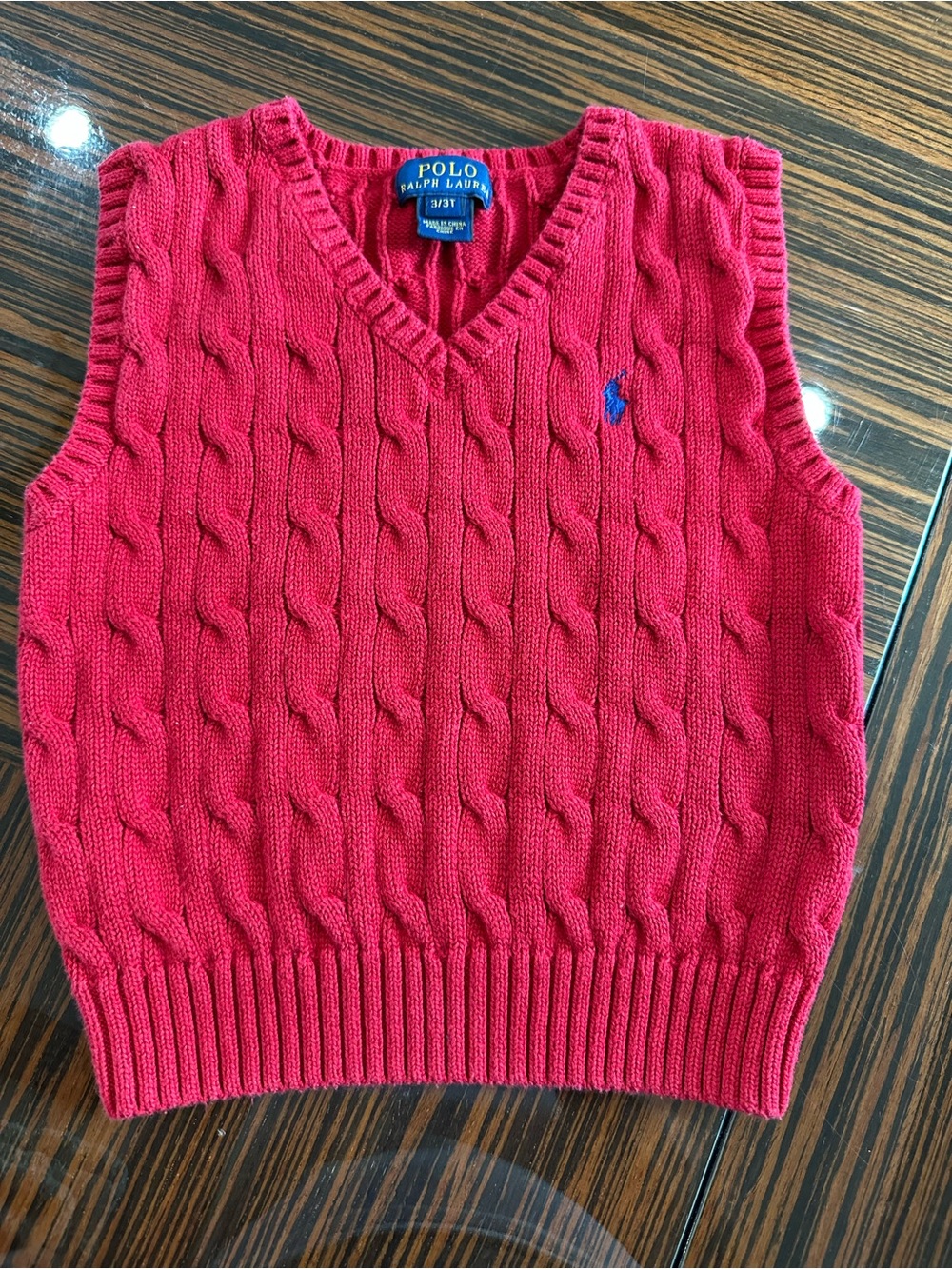 Polo Ralph Lauren sweater vest red cable knit kids Sz 3T